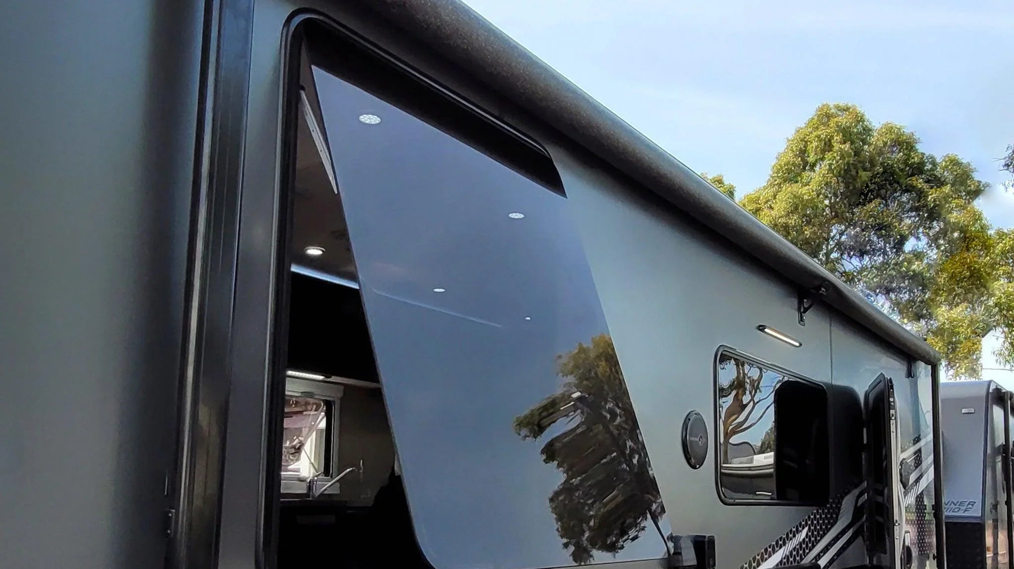 caravan window in nature