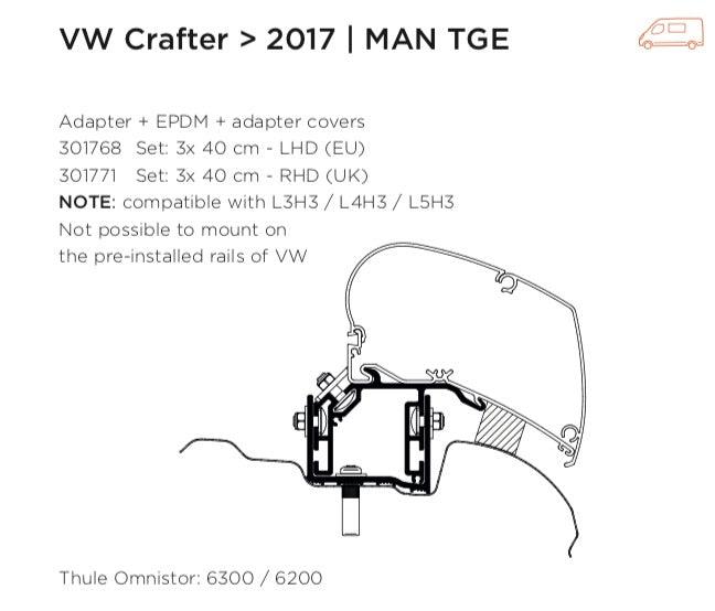 Thule Adaptor Awning Bracket VW Crafter - Aussie Traveller
