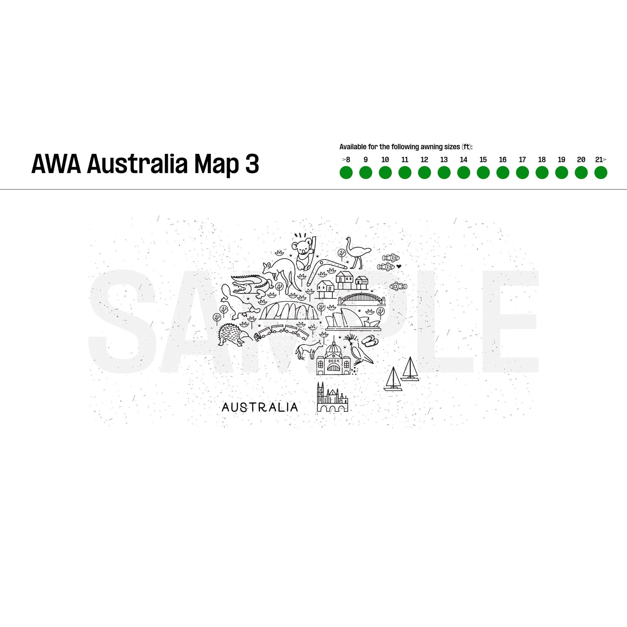 Long Side Art Shade Walls - Aus Map Edition - Aussie Traveller