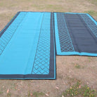 Annexe Mat - Crisscross Plain Centre Teal/Black - Aussie Traveller